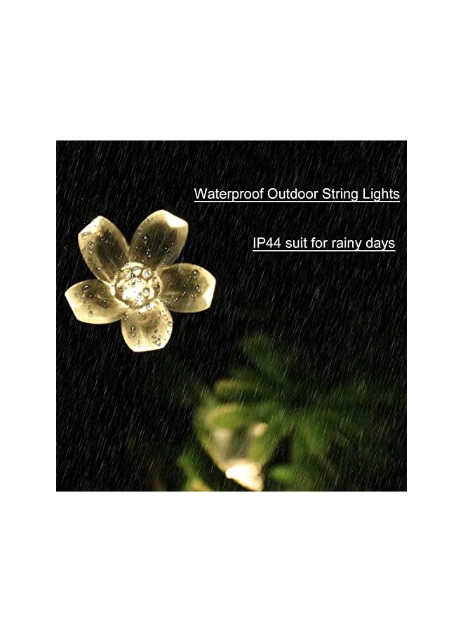 The Bros Semintech Solar Powered String Lights Outdoor Waterproof 50LED Peach Blossom Xmas Decorations for Garden Patio Warm White - Image 4