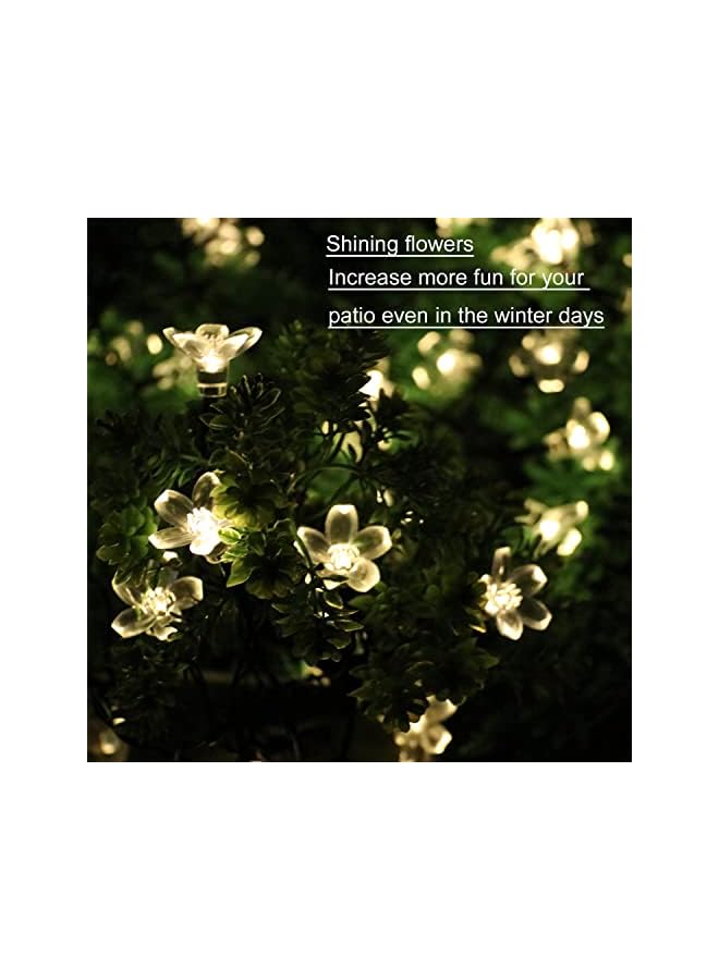 The Bros Semintech Solar Powered String Lights Outdoor Waterproof 50LED Peach Blossom Xmas Decorations for Garden Patio Warm White - Image 5