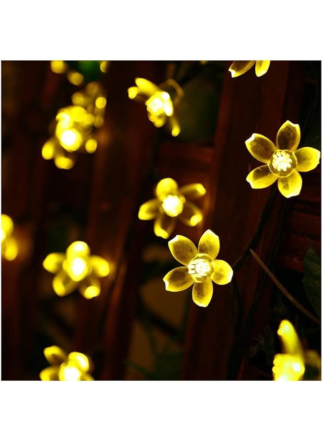 The Bros Semintech Solar Powered String Lights Outdoor Waterproof 50LED Peach Blossom Xmas Decorations for Garden Patio Warm White - Image 1