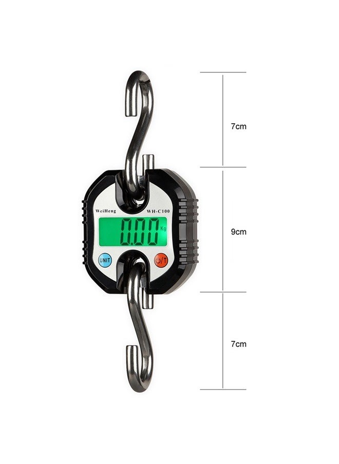ماركة غير محددة ميزان رافعة صغير محمول 150 كجم / 300 رطل ميزان معلق رقمي عالي التحمل بشاشة LCD مع إضاءة خلف للمنزل والمزارع والصيد في الهواء الطلق باللون الأسود  - Image 2
