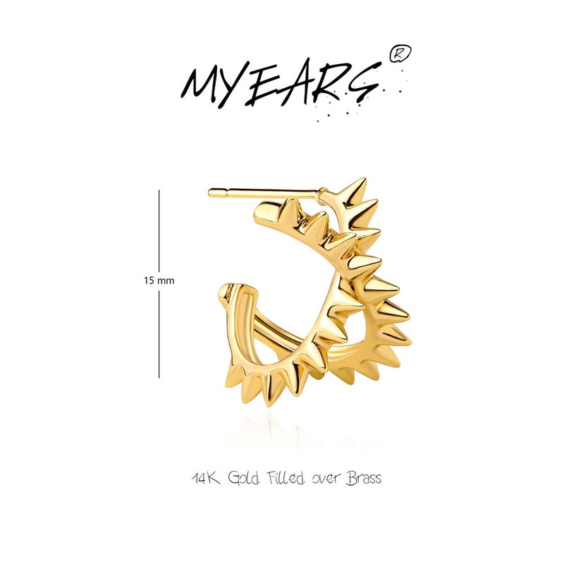 MYEARS أقراط كروس أوفر للنساء من MYEARS ذهب مفتوح على شكل X 14 قيراط مصنوعة يدويًا بسيطة وصغيرة مضادة للحساسية للمناسبات اليومية - Image 4