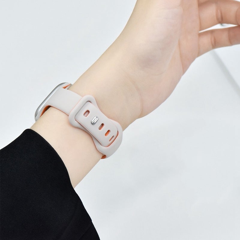 erorex For Apple Watch Series 10 42Mm Two Color Slim Butterfly Buckle Silicone Watch Band(Starlight Orange) - Image 5