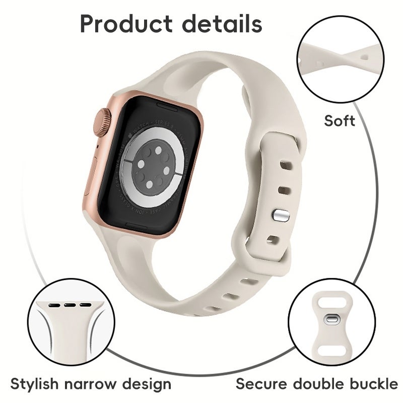 erorex For Apple Watch Series 10 42Mm Two Color Slim Butterfly Buckle Silicone Watch Band(Starlight Orange) - Image 4
