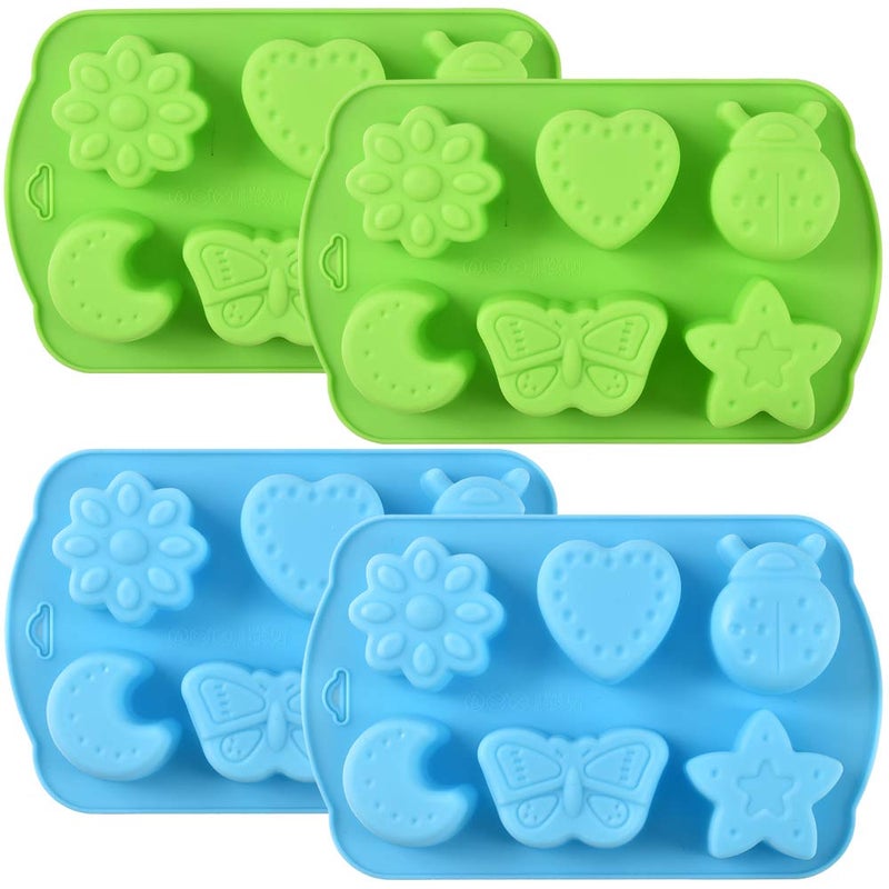 Newk Insects Silicone Candy mold 4 Packs 6 Cavity Animal Butterfly Moon Star 3D Bakeware Mold Nonstick Food Grade Mold for Candies Chocolate Ice Cube Resin Craft