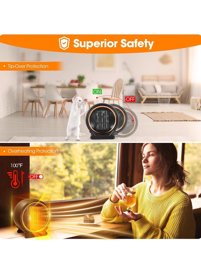 general Mini space heater, 1200-watt small electric fan heater, portable low-energy consumption electric heater, dual-mode safe and energy-saving, multi-protection heater for home, office and bedroom - Image 4