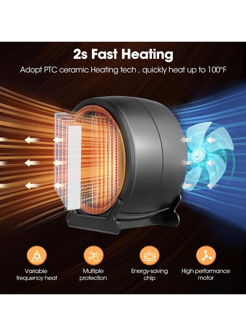 general Mini space heater, 1200-watt small electric fan heater, portable low-energy consumption electric heater, dual-mode safe and energy-saving, multi-protection heater for home, office and bedroom - Image 5