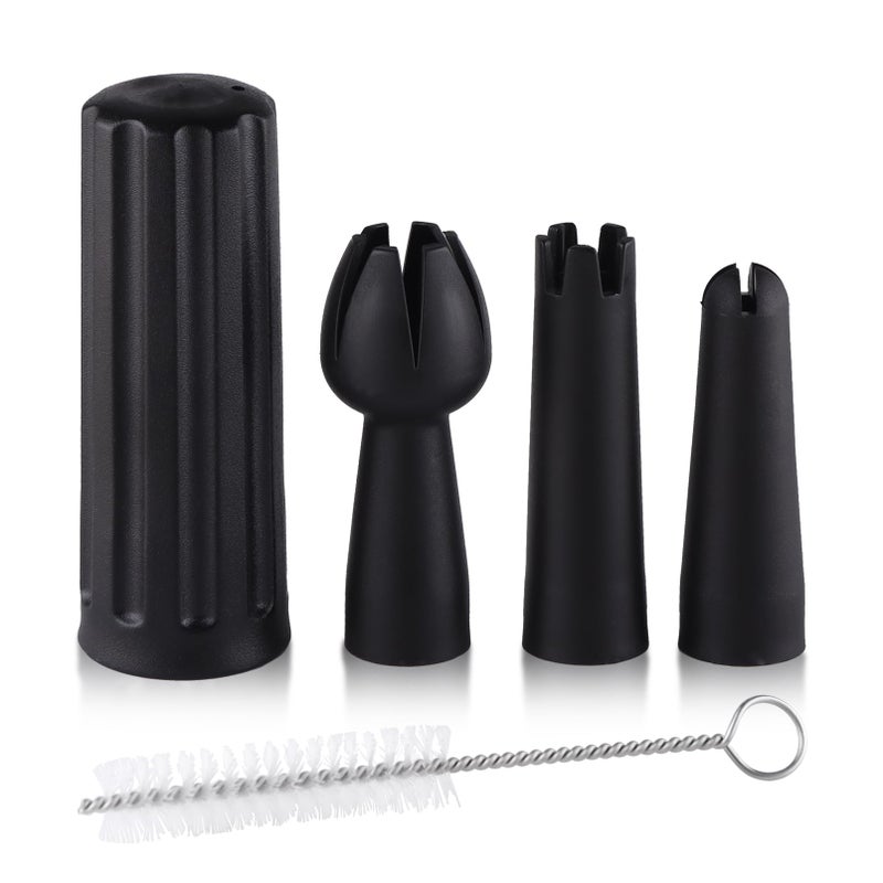Sivaphe Whip Cream Whipper Replacement Parts Cream Whipper Decoration Tips and Gas Cartridge Black Whipped Cream Dispenser Head Tips with Charger Holder