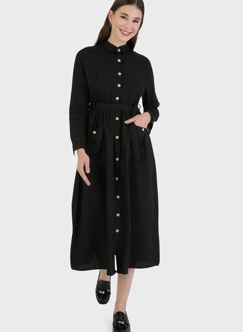 Por La Cara By Modanisa Button-Down Midi Dress