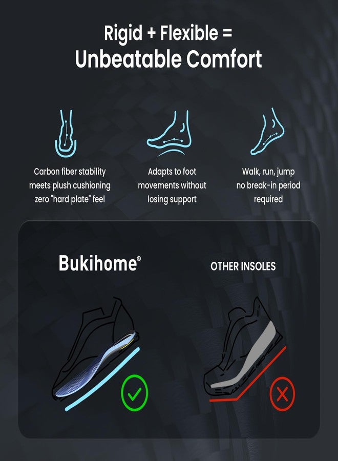 Bukihome Carbon Fiber Insole for Men & Women - Performance Sport Insoles - Metatarsal Pain Relief Inserts - Turf Toe Relief for Athletes - M - Women: 9.5-10|Men: 8-8.5 - Image 3