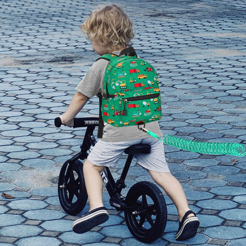 Accmor Toddler Backpack with Leash, Cute Baby Backpack with Anti Lost Wrist Link, Mini Kids Backpack Leash Walking Harness for Travel, Small Excavator Backpack Tether for Boys Girls Ages 1-3 (Green) - Image 5