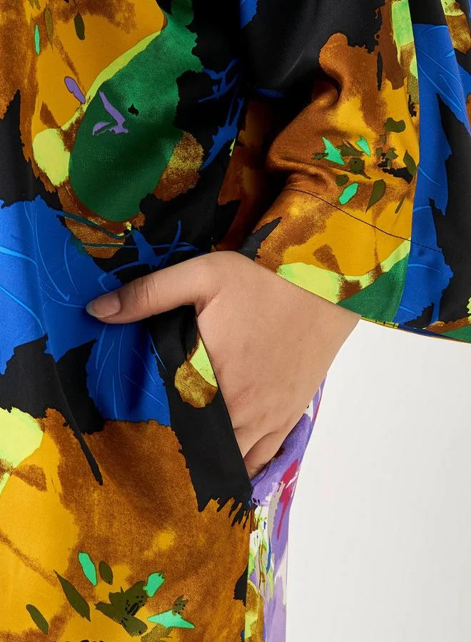  أولا بوبكن فستان قفطان مقاس كبير بجيوب وطبعات أزهار من أولا بوبكن