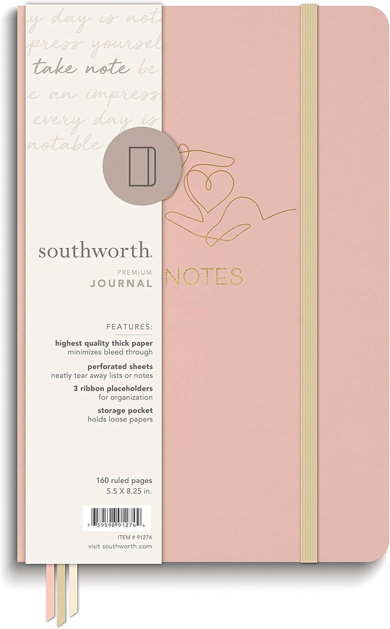 Southworth Southworth Medium Case Bound Journal 55 x 825 Cashmere Sweet Heart Design Premium 28 lb105 gsm Paper 160 Lined Sheets 91274 - Image 1