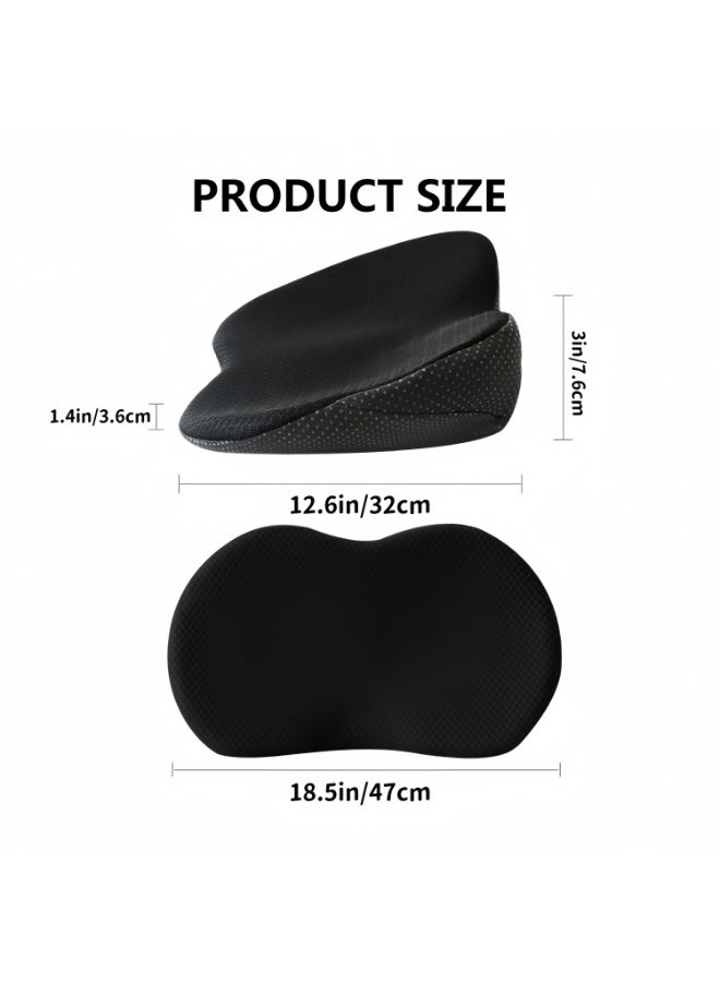 Car Seat Cushion for Driving, Comfort Memory Foam for Car Driver Seat – Back Support, Pain Relief for Car Travel, Long Trips (Black) - Image 2