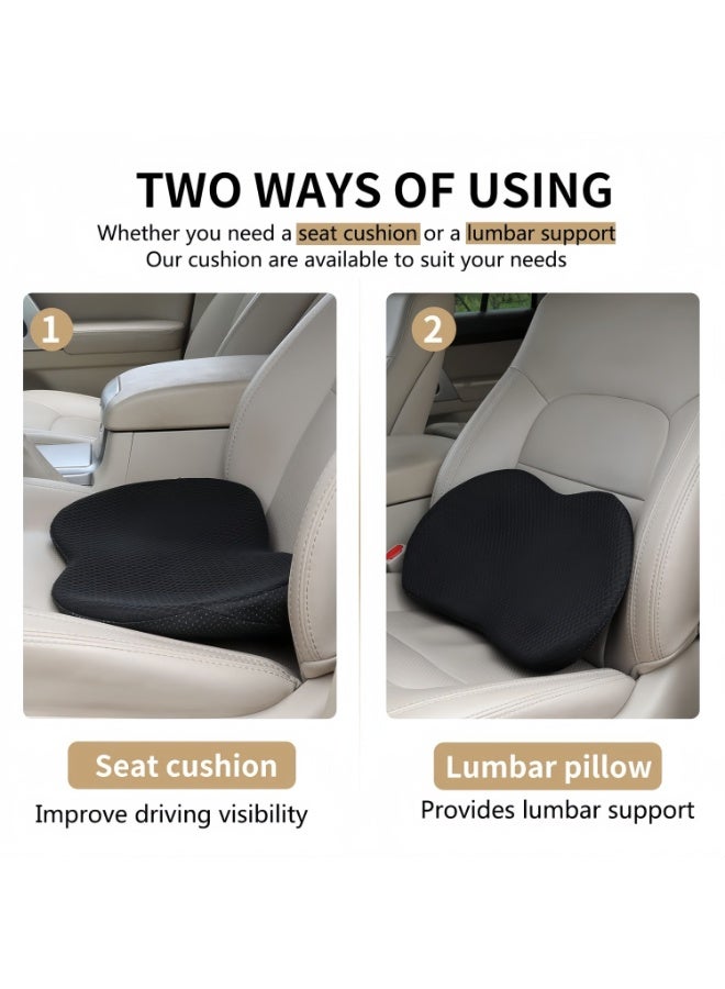 Car Seat Cushion for Driving, Comfort Memory Foam for Car Driver Seat – Back Support, Pain Relief for Car Travel, Long Trips (Black) - Image 3