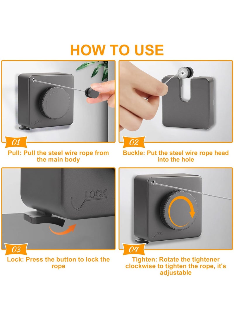 حبل غسيل قابل للسحب، حبل غسيل قابل للتمديد من الفولاذ المقاوم للصدأ قابل للتمديد - Image 3