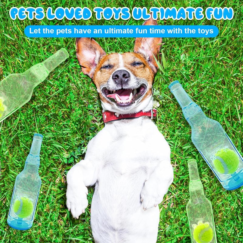 OneNine Interactive Dog Toys Water Bottle, 2pcs Squeaky Dog Toy Bottle with Tennis Ball for Small Medium Large Dogs Puppy Water Toy, Fun Bottles Cruncher Dogs Chew Toys - Image 4