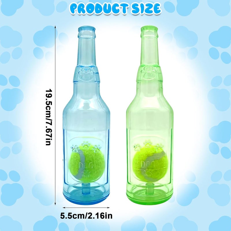 OneNine Interactive Dog Toys Water Bottle, 2pcs Squeaky Dog Toy Bottle with Tennis Ball for Small Medium Large Dogs Puppy Water Toy, Fun Bottles Cruncher Dogs Chew Toys - Image 2