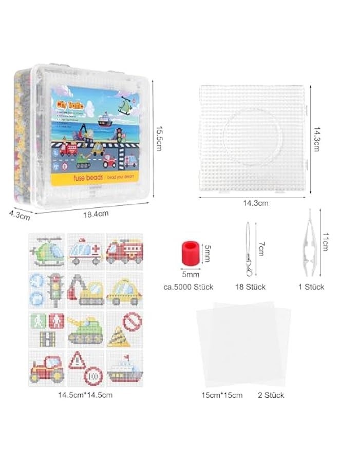 هالامودو مجموعة خرز فيوز من 5000 قطعة 5 ملم 18 نمط خرز ميلتي فيوجن للفنون والحرف اليدوية مجموعة اللؤلؤ هدايا للاطفال، هدايا الكريسماس وعيد الفصح للاطفال - Image 2