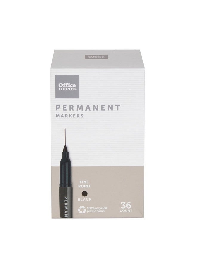 Office Depot ® Brand Permanent Markers, Fine Point, 100% Recycled Plastic Barrel, Black Ink, Pack Of 36 - Image 1