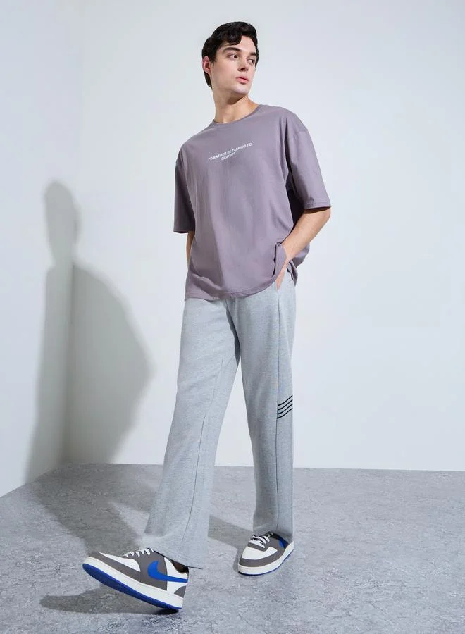 Styli Grey Side Stripe Oversize Terry Joggers