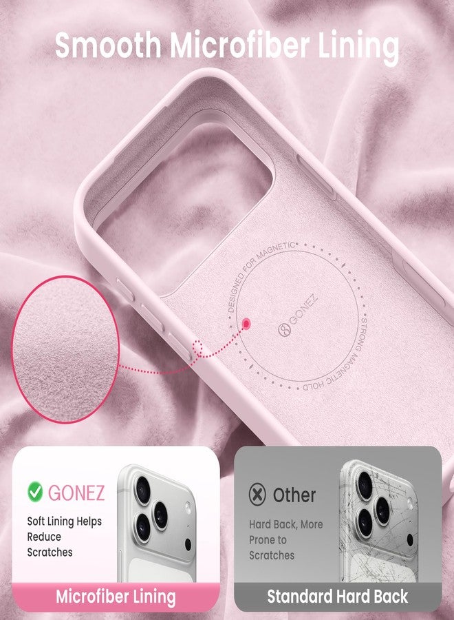 GONEZ Magnetic for iPhone 17 Pro Case, Compatible with MagSafe, [Screen Protector + Camera Lens Protector], Liquid Silicone Anti-Scratch Shockproof Protective Phone Case 6.3 inch, Pastel Pink - Image 5