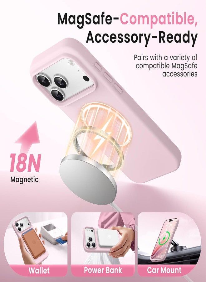 GONEZ Magnetic for iPhone 17 Pro Case, Compatible with MagSafe, [Screen Protector + Camera Lens Protector], Liquid Silicone Anti-Scratch Shockproof Protective Phone Case 6.3 inch, Pastel Pink - Image 2