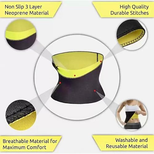 adbeni Imported Sweat Slim Belt for Men & Women | Non-Tearable Waist Trainer | Adjustable Tummy & Stomach Belt for Exercise, Fitness & Weight Loss | Fat Burner Shapewear Black - Image 3
