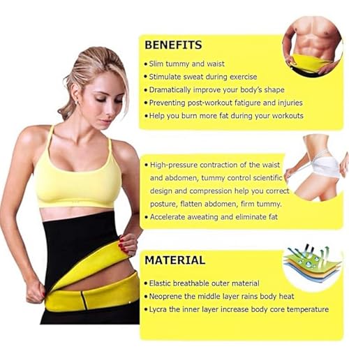 adbeni Imported Sweat Slim Belt for Men & Women | Non-Tearable Waist Trainer | Adjustable Tummy & Stomach Belt for Exercise, Fitness & Weight Loss | Fat Burner Shapewear Black - Image 2