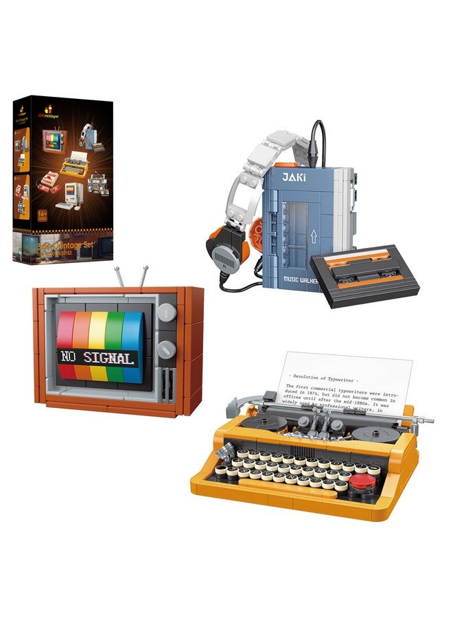 JMBricklayer Typewriter Walkman Television Building Toys 20131, Collectible Vintage Display Model Office Room Decor, Creative Hobbies Activity, Unique Gift Ideas for Adults Teens Kids(660 Pieces) - Image 1