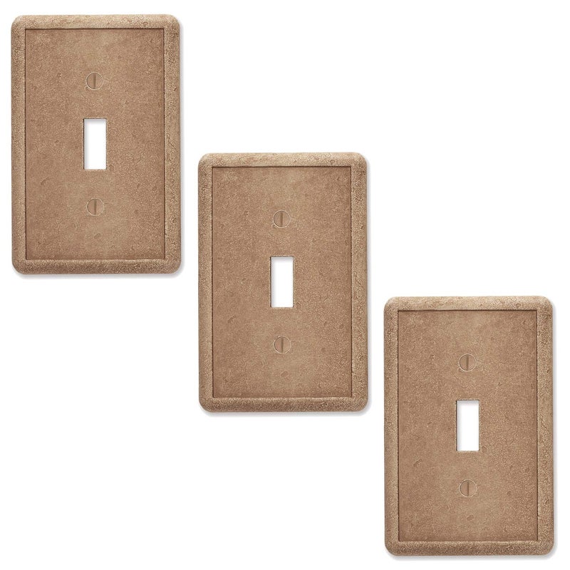 Questech Light Switch Covers  Single Toggle Wall Plates For Electrical Outlets  1-Gang Single Switch Plates Standard Size Receptacle Covers  Decorative Tumbled Texture  Noche  3 Pack - Image 1