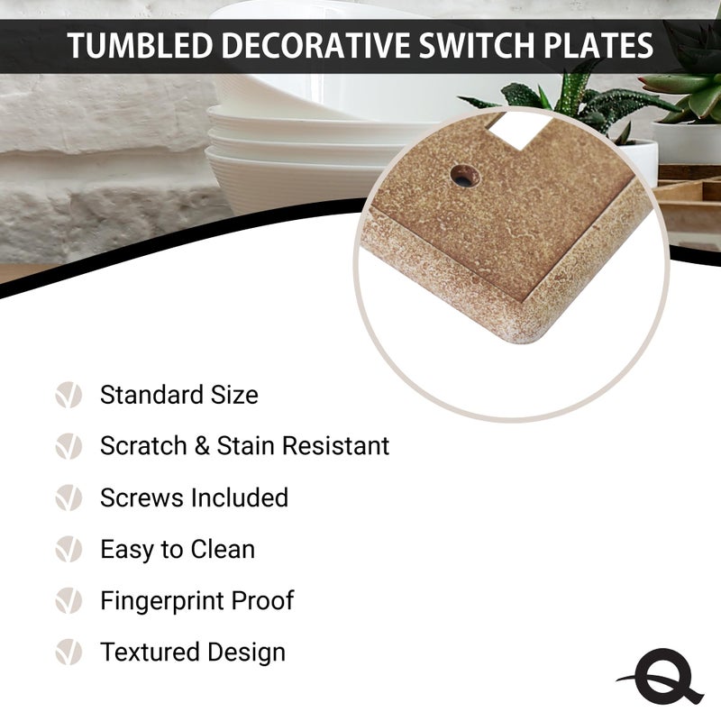 Questech Light Switch Covers  Single Toggle Wall Plates For Electrical Outlets  1-Gang Single Switch Plates Standard Size Receptacle Covers  Decorative Tumbled Texture  Noche  3 Pack - Image 3