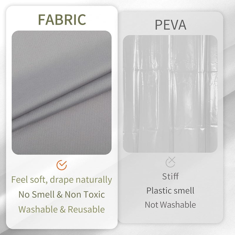 ALYVIA SPRING Stall Fabric Shower Curtain Liner Waterproof - 54" x 72", Soft & Lightweight Stall Size Shower Curtain with Magnets, Machine Washable - 54x72, Grey | 2 Magnets, Soft Cloth & Hotel Quality, Machine Washable, Light-Weight, Stall Size - Image 4