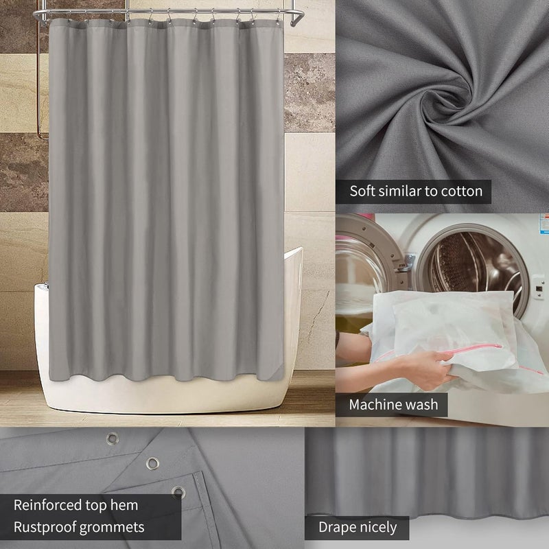 ALYVIA SPRING Stall Fabric Shower Curtain Liner Waterproof - 54" x 72", Soft & Lightweight Stall Size Shower Curtain with Magnets, Machine Washable - 54x72, Grey | 2 Magnets, Soft Cloth & Hotel Quality, Machine Washable, Light-Weight, Stall Size - Image 3
