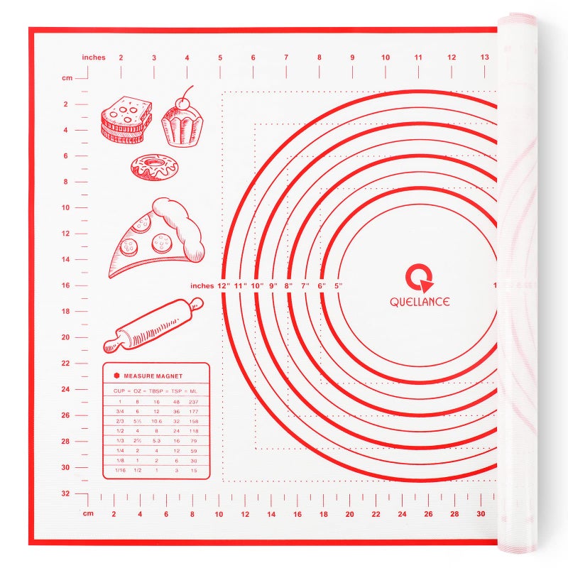 Silicone Pastry Baking Mat Dough 16x24Inch Large Non Stick Slip Cookie Bread Rolling Mats Sheet Kitchen Counter Kneading Cooking Board Pad Matt with Measurement for Pie Pizza Cookies Fondant Making