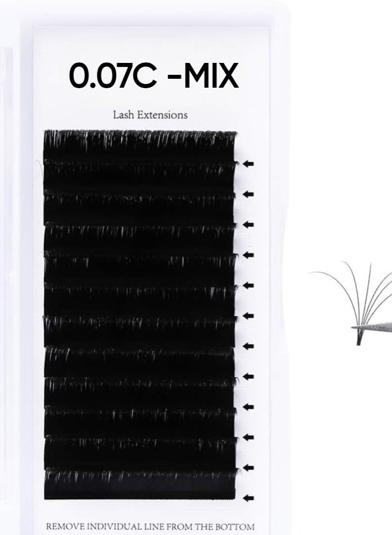 Globalstar Fan Lashes 0.07C Mix - Unleash the Power of Dramatic Volume Lashes - Image 1