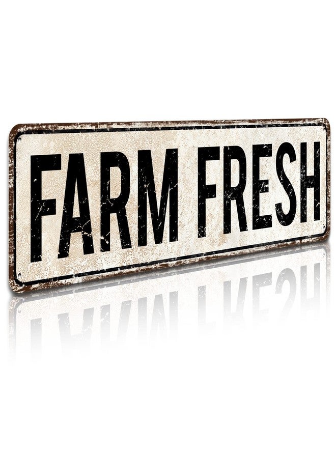 SOYAVE Fresh Fresh Unique Metal Tin Sign, Barn Sign, Farmer Sign, Eggs Sign, Chicken Coop Décor, Farm Fresh Sign, Business Sign, 4-Inch by 16-Inch Sign - Image 1