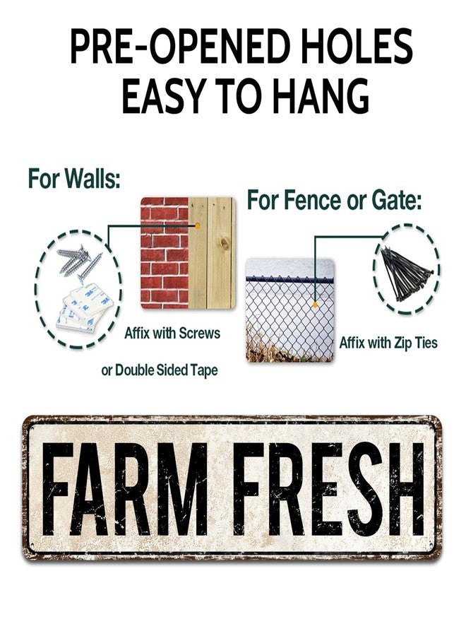 SOYAVE Fresh Fresh Unique Metal Tin Sign, Barn Sign, Farmer Sign, Eggs Sign, Chicken Coop Décor, Farm Fresh Sign, Business Sign, 4-Inch by 16-Inch Sign - Image 3