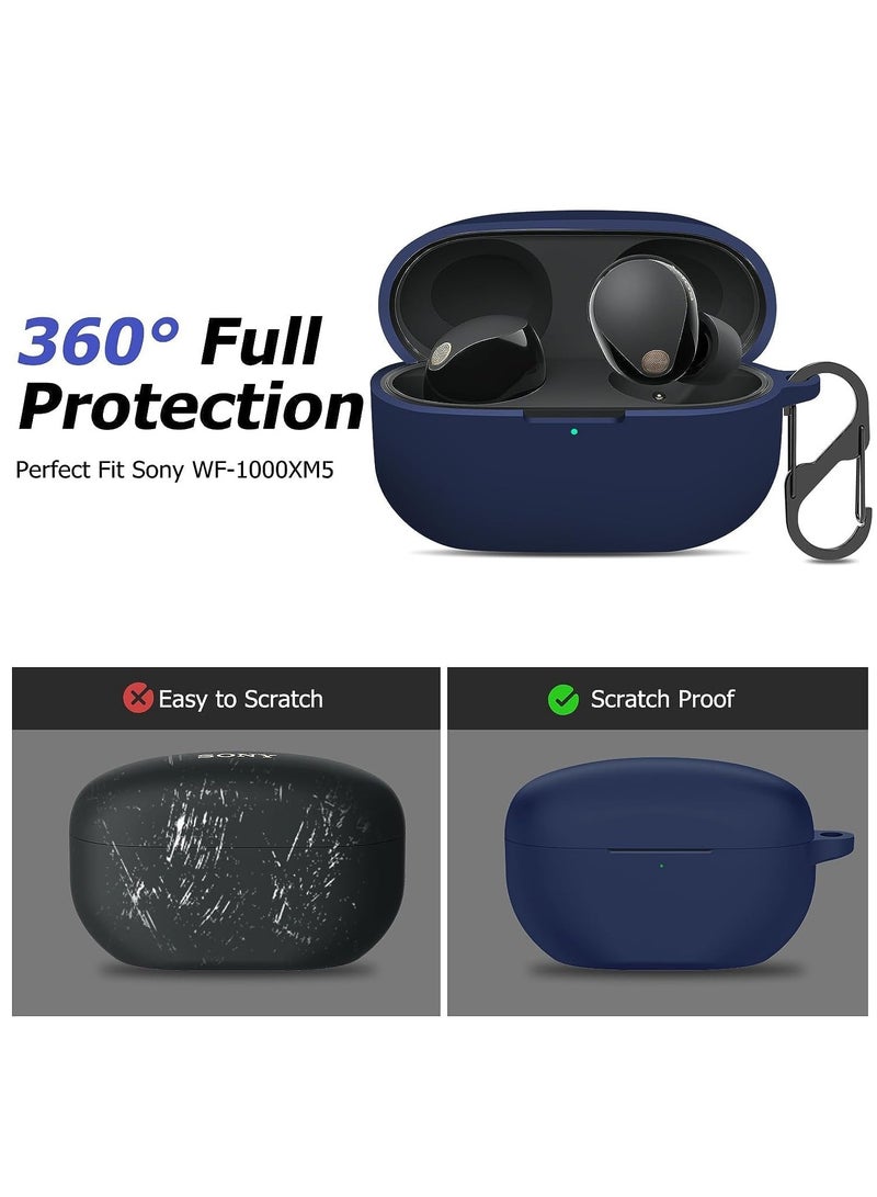 Case Cover for Sony WF-1000XM5, Silicone Protective Skin Case for Sony XM5 Wireless Earbuds, Front LED Visible Black and Blue - Image 2