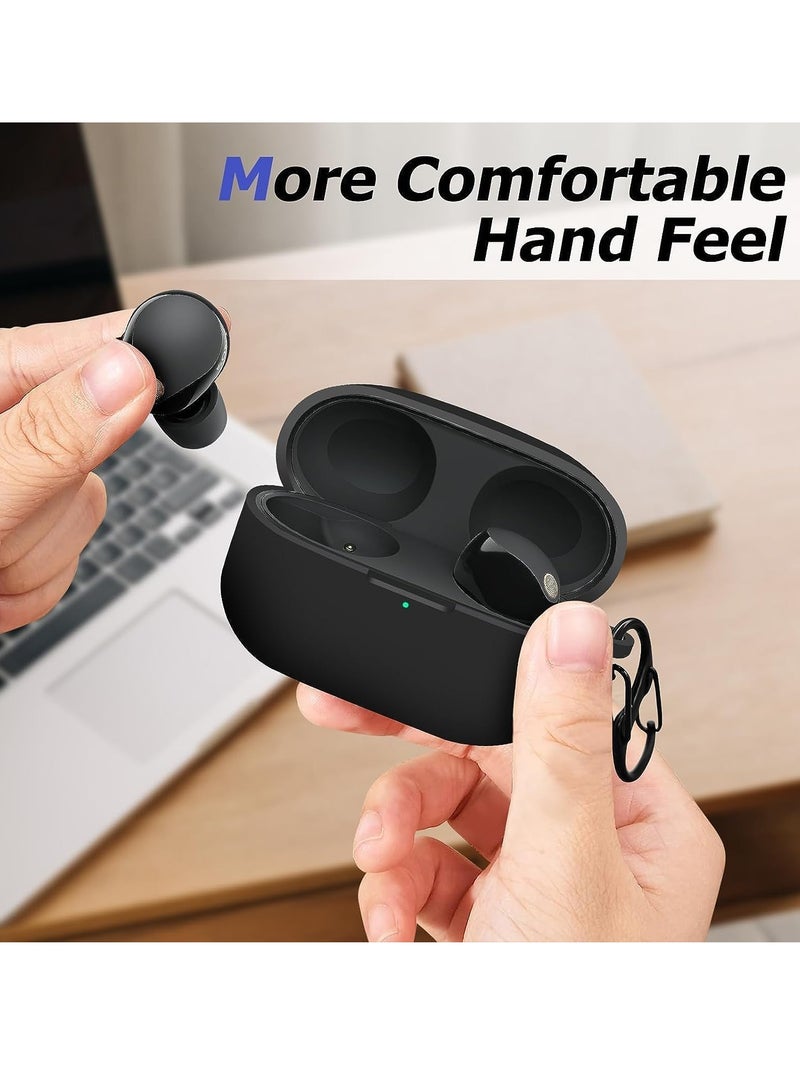 Case Cover for Sony WF-1000XM5, Silicone Protective Skin Case for Sony XM5 Wireless Earbuds, Front LED Visible Black and Blue - Image 3