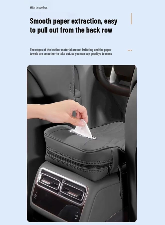 Arm Rest Cover for Car, Car Armrest Center Console Cover with Tisseu Holder, Car Armrest Storage Box, Center Console Armrest, Leather Trim Car Armrest Cushion Anti-Scratch, For Haval H9 2rd 2024 2025 ,Suitable for Most Vehicle, SUV - Image 4