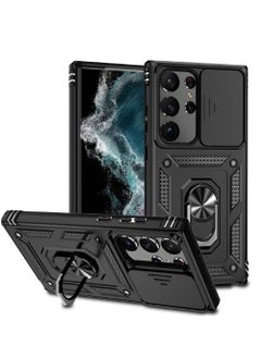 CaseNeo Samsung Galaxy S23 Ultra Case, Slide Camera Cover, Built-in 360° Rotate Ring Kickstand, Military Grade Shockproof Test, Heavy Duty Shockproof Protective Case for Galaxy S23 Ultra 5G 6.8 inch Black  - Image 1