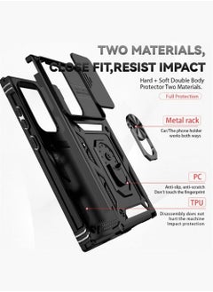 CaseNeo Samsung Galaxy S23 Ultra Case, Slide Camera Cover, Built-in 360° Rotate Ring Kickstand, Military Grade Shockproof Test, Heavy Duty Shockproof Protective Case for Galaxy S23 Ultra 5G 6.8 inch Black  - Image 4