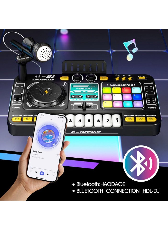 null - Kids DJ Turntable Toy – Multi-Function Bluetooth Music Instrument with Realistic Sound Effects, Playable Keys & Microphone  | Educational Baby Musical Toy for Early Learning & Hand-Eye Coordination - Image 1