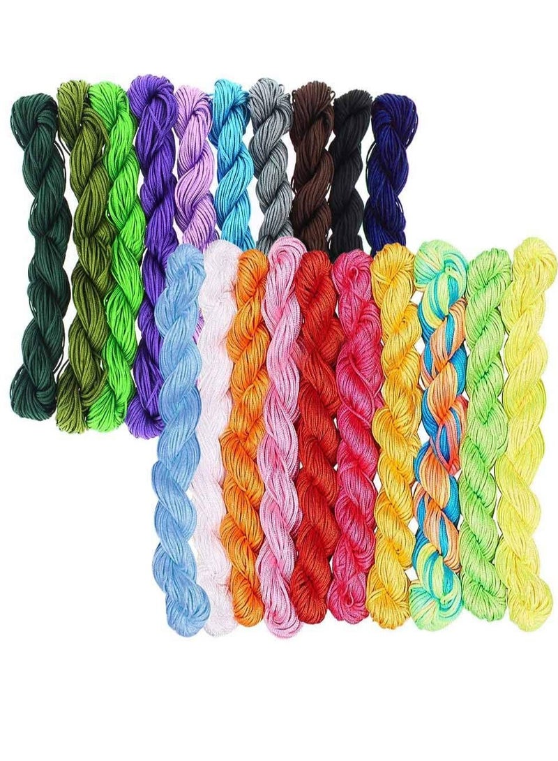 KASTWAVE 20 PCS 1mm Waxed Polyester Cord, Nylon Beading String, Crafting Macrame Thread String, Suitable for Beading Jewellery Making (25m Each Color) - Image 1