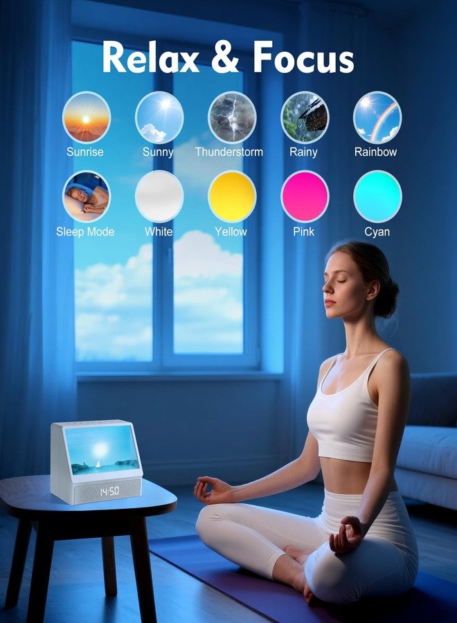 Maliansun Sunrise Alarm Clock for Heavy Sleepers, Sunlight Alarm Clock with 10 Sleep Scene Simulations, 12 White Noise Sound Machines with Bluetooth Speaker - Image 4
