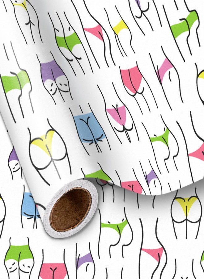 LeZakaa Funny Butt Wrapping Paper Roll, Artistic Body Line Design Party Favors Gift Wrap for Birthday, Bachelor, Bachelorette, Anniversary, for Adult Women Men, Mini Roll, 17 in x 16.4 ft - Image 1