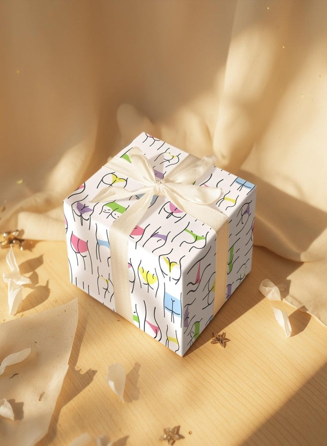 LeZakaa Funny Butt Wrapping Paper Roll, Artistic Body Line Design Party Favors Gift Wrap for Birthday, Bachelor, Bachelorette, Anniversary, for Adult Women Men, Mini Roll, 17 in x 16.4 ft - Image 3