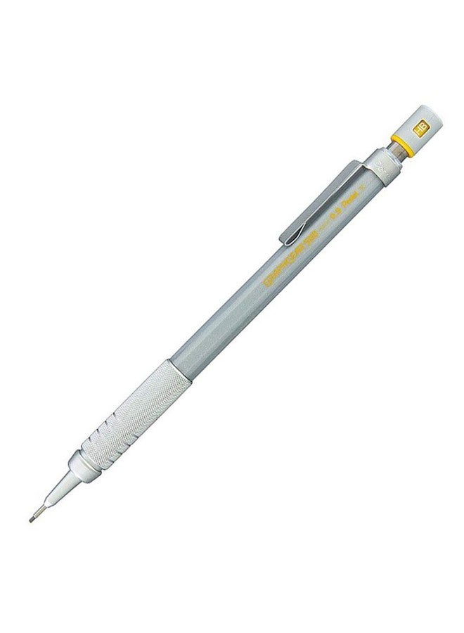 Pentel 0.9 MM HB Mechanical Pencil | Lead Of Grade HB | Mini Interchangeable Eraser With Push Mechanism | Silver Plated Swing Grip | Pack Of 1 | Silver (PG500) - Image 1