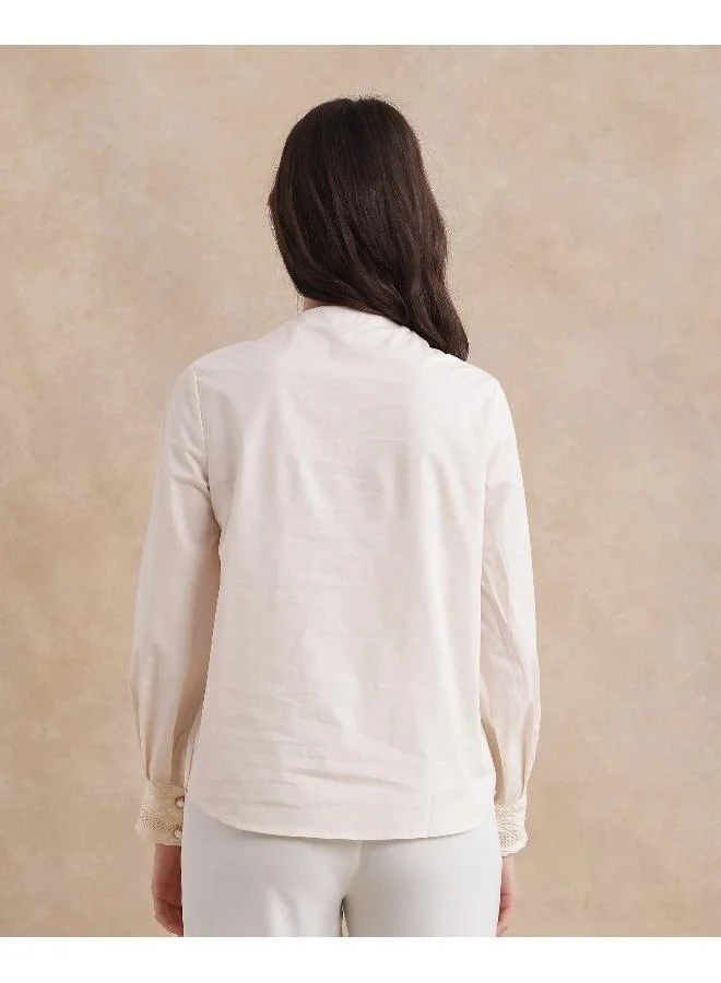 Rareism Women's High Neck Top With Lace