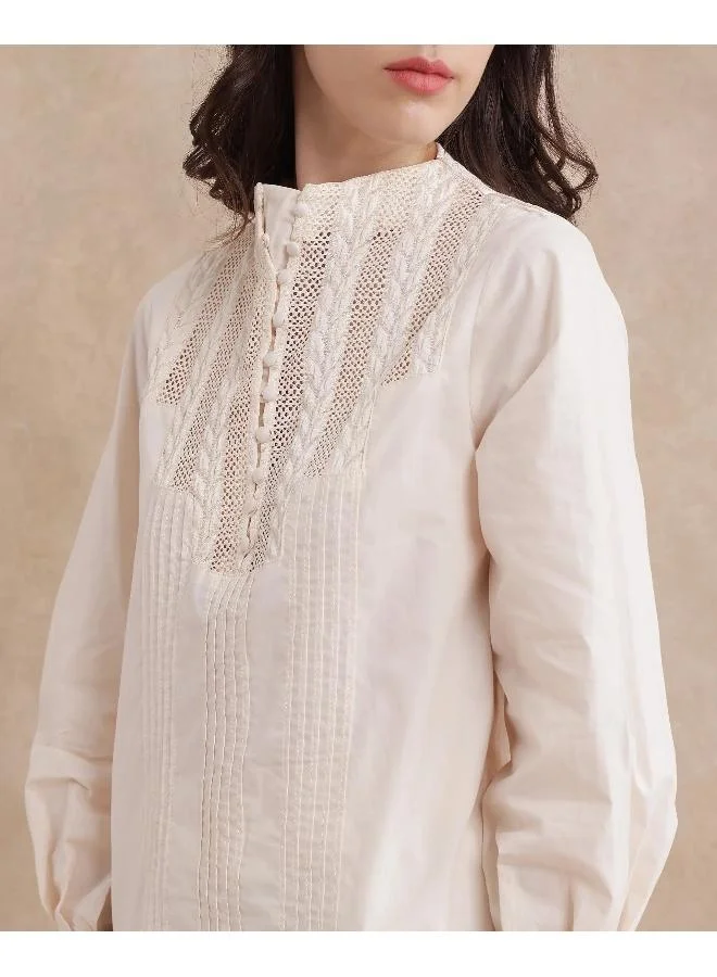 ريريزم Women's High Neck Top With Lace